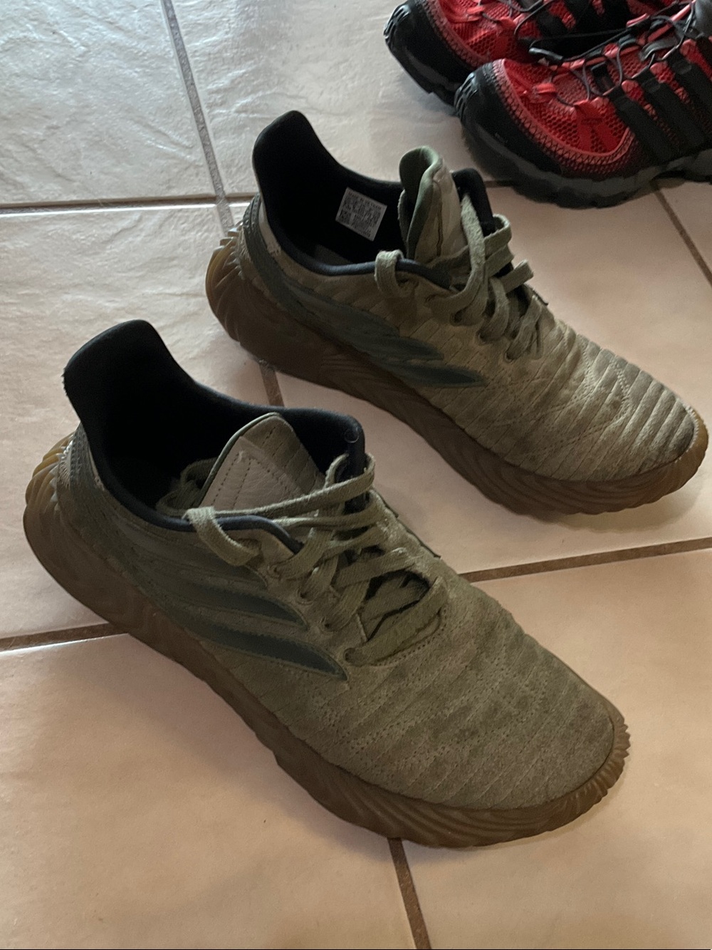 adidas Sobakov Men's Olive Green Suede Athletic Sneakers with Gum Sole